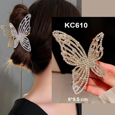 GOTI - Kẹp Tóc Càng Cua Kim Loại Hình Bướm Viền Hạt Đá Trắng Cực Xinh - Phụ Kiện Quà Tặng Nữ  Thời Trang 20-10 8-3 KC610