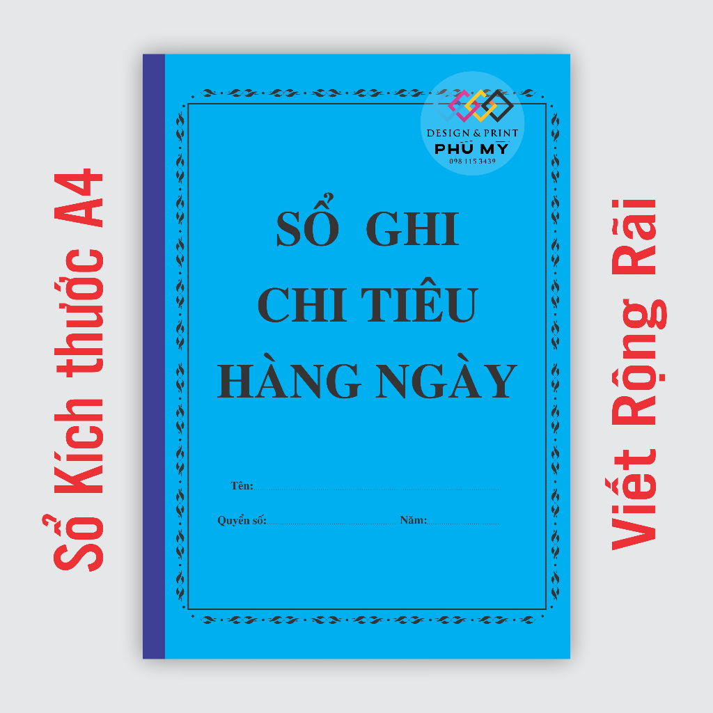Sổ ghi chi tiêu hàng ngày, quản lý tài chính gia đình khổ A4 100 trang