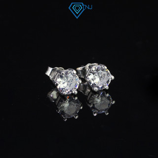  Khuyên tai nam nụ đá tròn 6ly TNJ bông tai bạc 925 đính đá trắng cao cấp BTA0014 - Trang Sức TNJ 