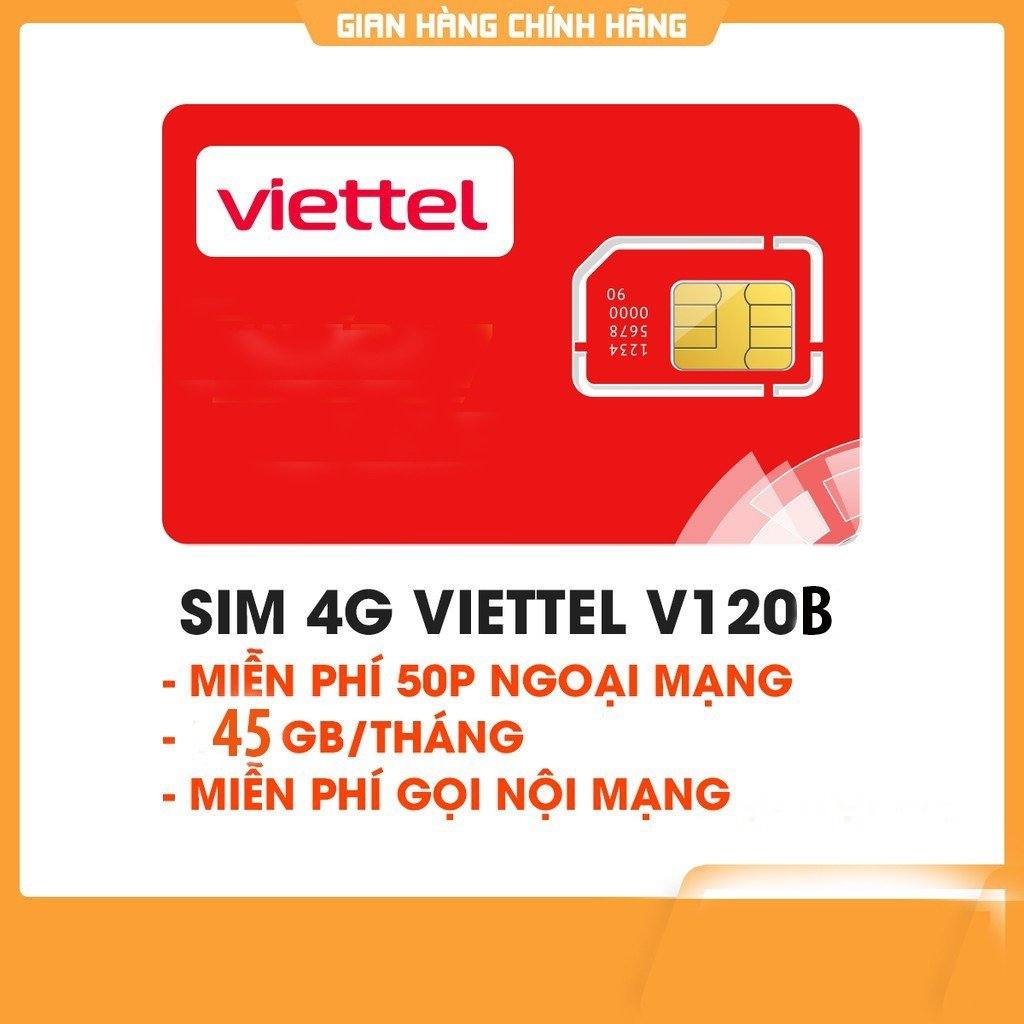 Sim V120N 1.5 GB/Ngày VIETTEL 4G  Miễn Phí Nghe Gọi Nội Mạng, Ngoại Mạng Hàng Chính Hãng
