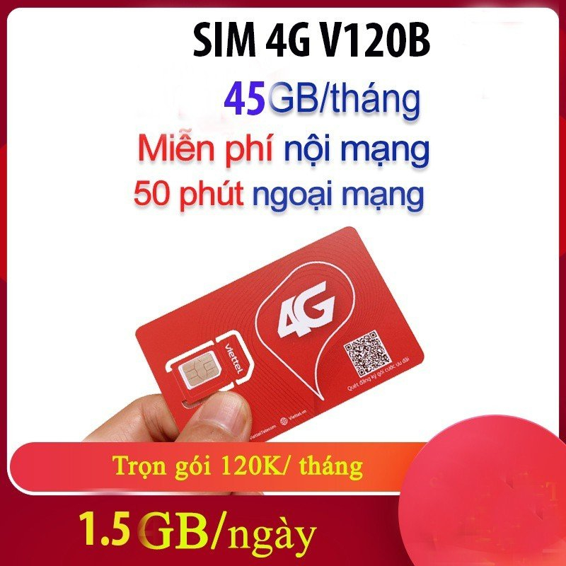 Sim V120N 1.5 GB/Ngày VIETTEL 4G  Miễn Phí Nghe Gọi Nội Mạng, Ngoại Mạng Hàng Chính Hãng