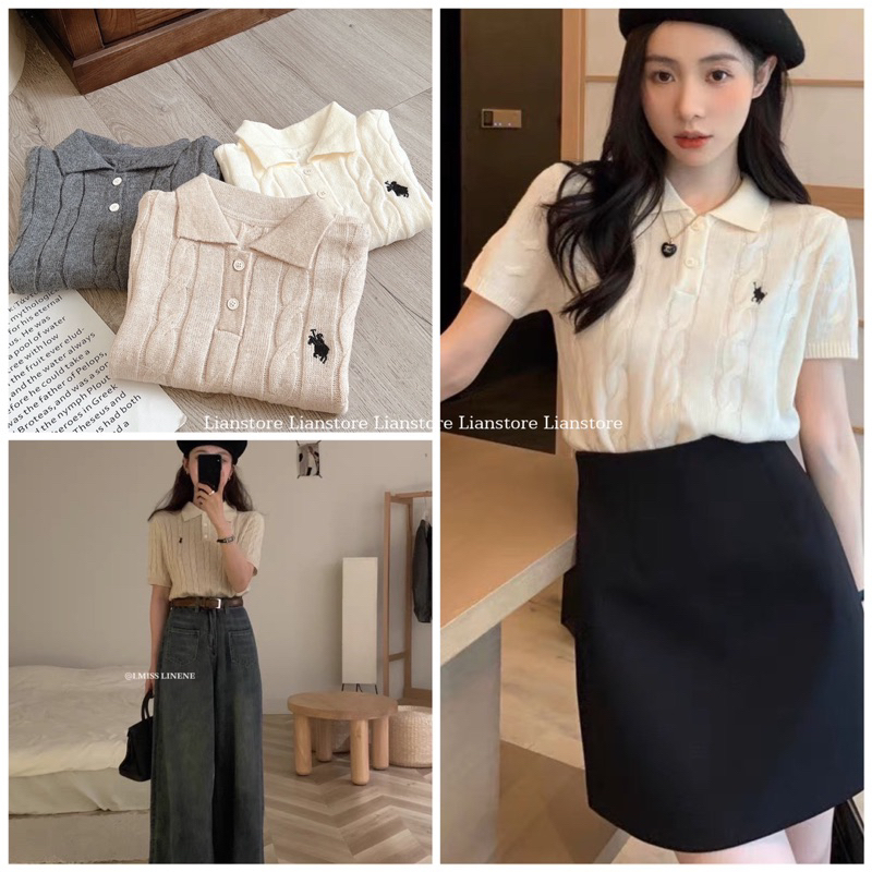 Áo len Polo vặn thừng logo Lianstore