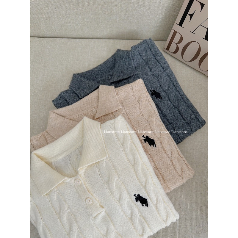 Áo len Polo vặn thừng logo Lianstore