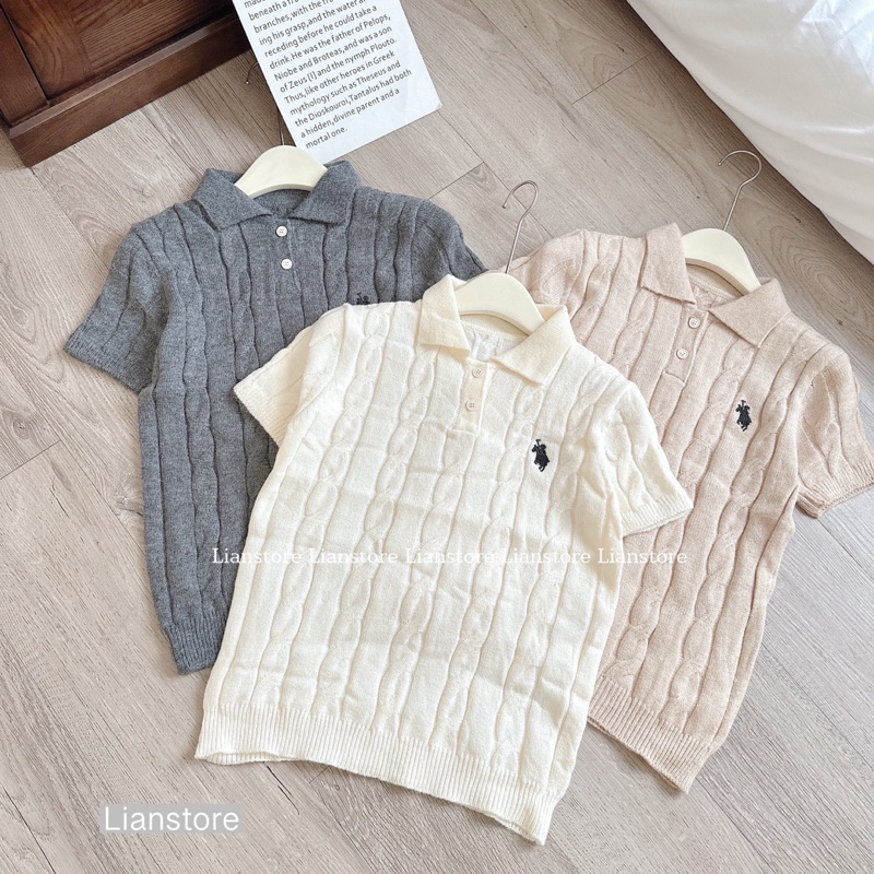 Áo len Polo vặn thừng logo Lianstore