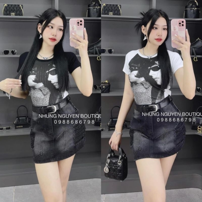 Chân váy chữ A rách túi