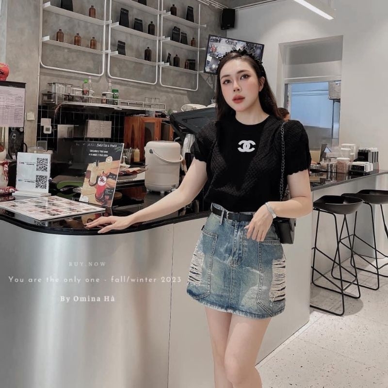 Chân váy chữ A rách túi