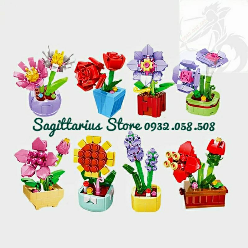 Bộ Xếp Hình BB051 Lắp Ráp Chậu Hoa 8 in 1