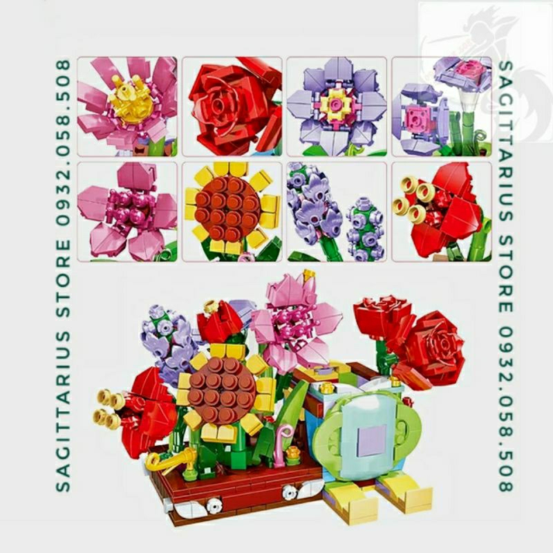 Bộ Xếp Hình BB051 Lắp Ráp Chậu Hoa 8 in 1