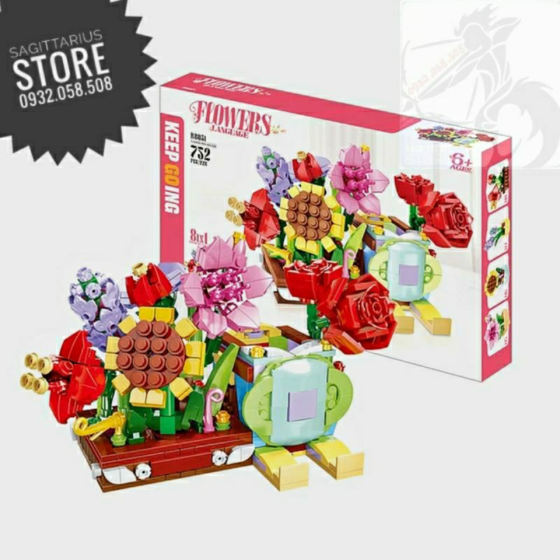 Bộ Xếp Hình BB051 Lắp Ráp Chậu Hoa 8 in 1