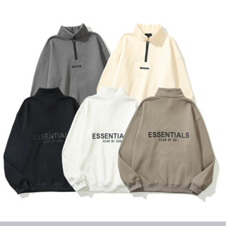 Áo sweater ESSENTIALS phối cổ cao có khóa kéo - hàng chuẩn from , tag mác đầy đủ ,chất nỉ cao cấp dày dặn Hight BAr