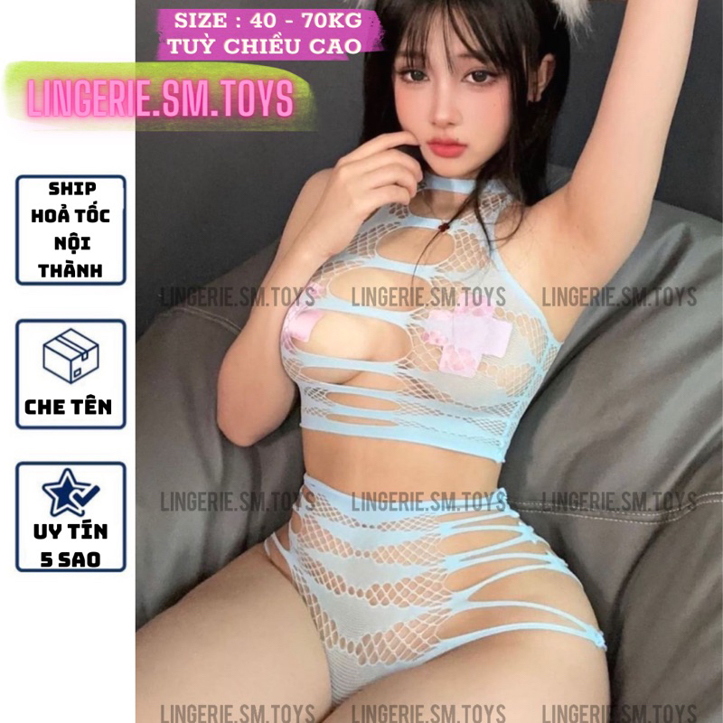 FM6673 - Có BIGSIZE Dưới 70Kg - Nội Y Lưới Móc Dây Ngang Co Dãn Quyến Rũ