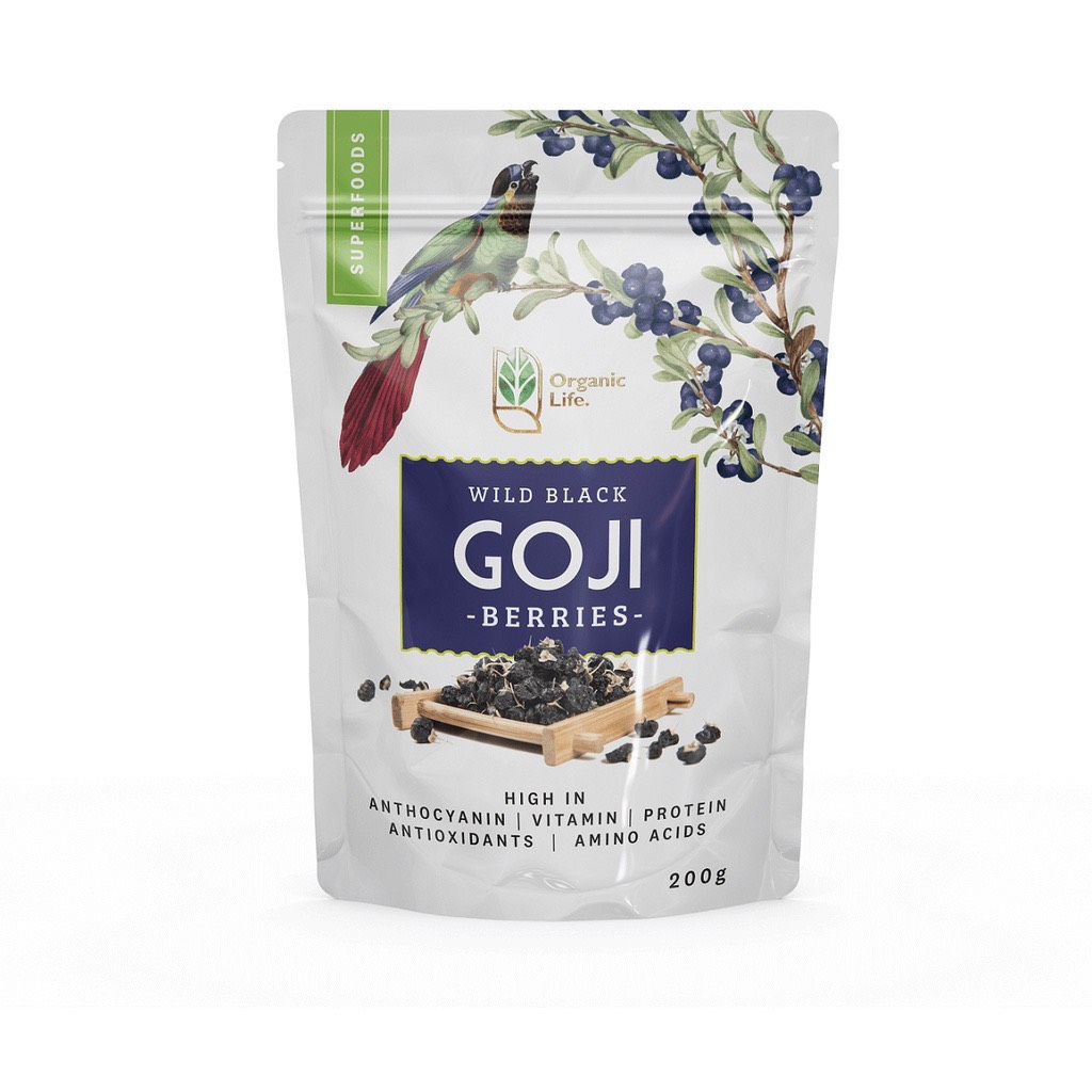 Hắc kỷ tử hoang dã (Kỷ tử đen) Organic Life Wild Black Goji Berries 200g.Táo đỏ JuJuBe 500g.