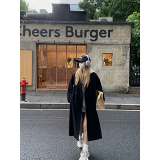 [Sẵn] Áo Khoác Dạ Nữ Dáng Dài Form Rộng Màu Đen Áo Măng Tô Nữ Dáng Rộng Dài Qua Gối Áo Khoác Nữ Thu Đông AD2127