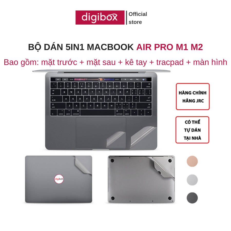 Bộ Dán Macbook Air, Pro Chính hãng JRC, JCPAL (Tặng Phủ Phím Silicon for Macbook)