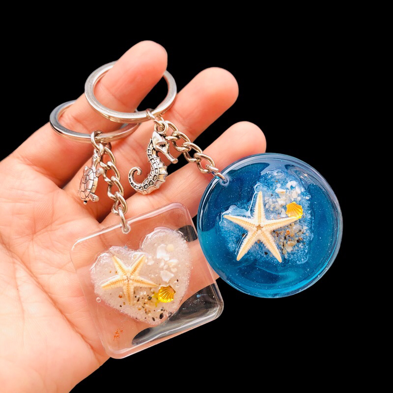Móc khóa Sao biển thật  Trái Tim Của Biển handmade resin quà tặng Lilande