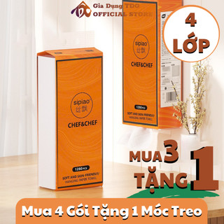 [MUA 3 TẶNG 1] Khăn Giấy Treo Tường Chef&Chef Sipao Bịch 1280 Tờ 4 Lớp Giấy Vệ Sinh Giấy Ăn Đa Năng Bằng Bột Gỗ
