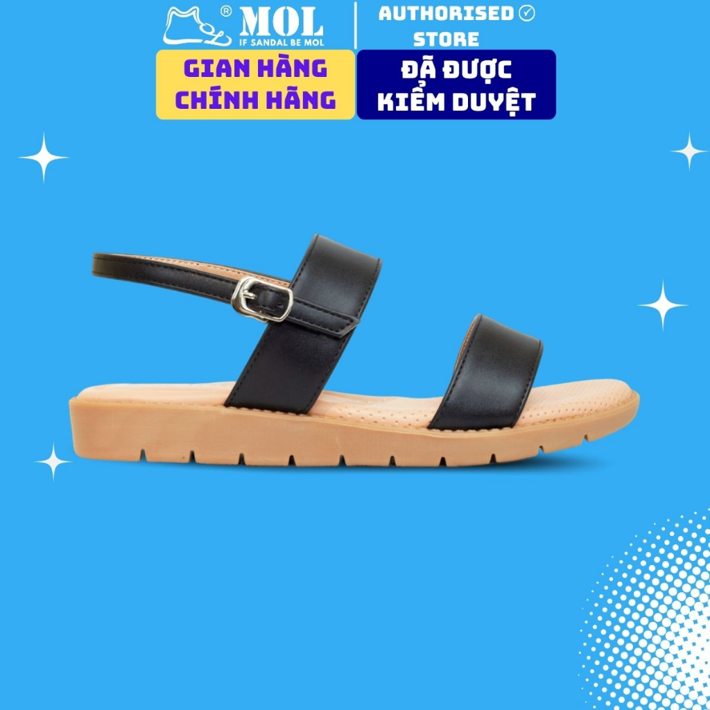 Sandal nữ chính hãng hiệu MOL 2 quai ngang MQ23B màu đen