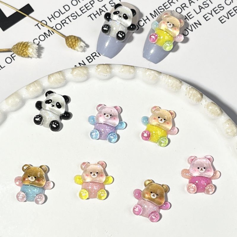 Charm gấu phát sáng trang trí móng tay-charm gấu dạ quang phát sáng ban đêm