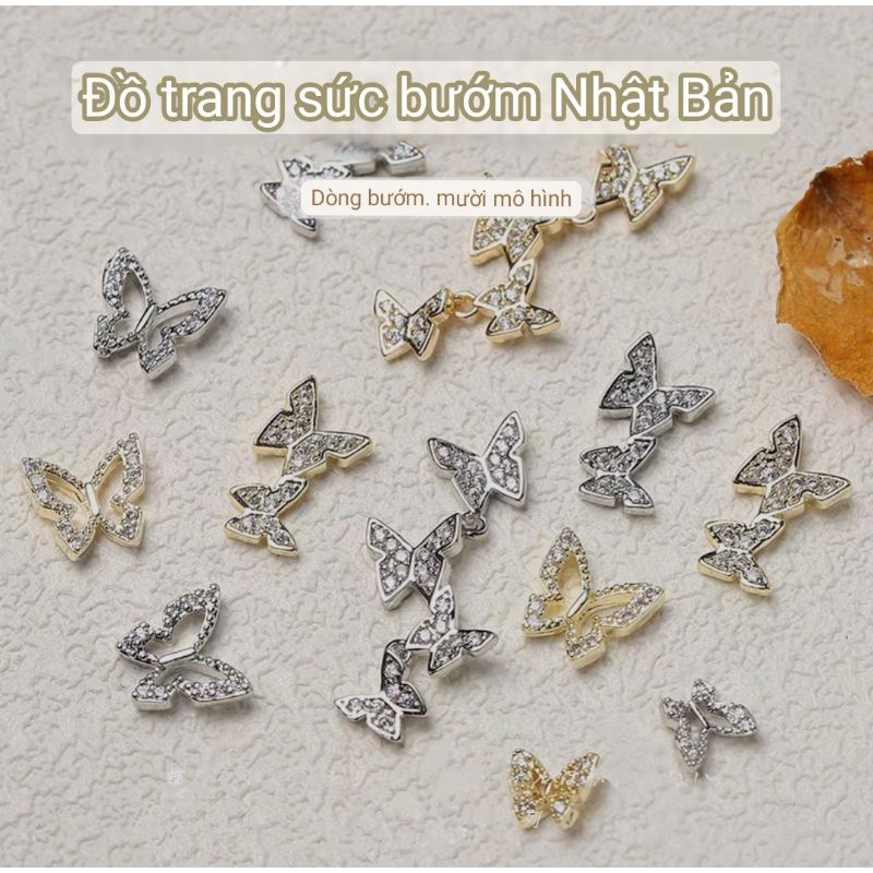 Charm nail bươm đá bạc-charm bươm đá cao cấp loại xịn