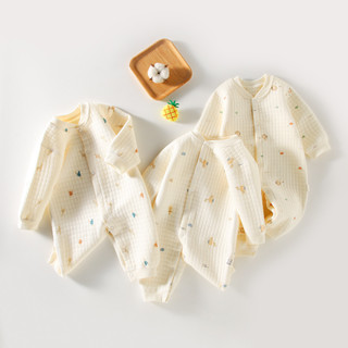 Bodysuit liền thân Body dài tay trần bông cho bé trai bé gái sơ sinh 0-18 tháng SLTB19