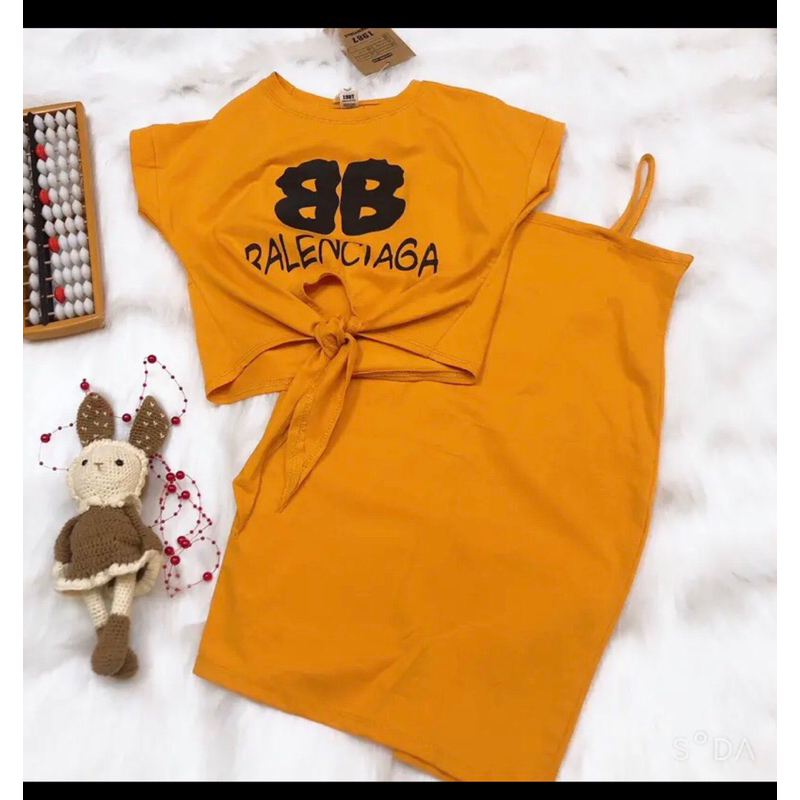 Đầm váy bé gái , set 2 đầm body 2 dây  Áo ngắn tay cánh rơi Siêu cute