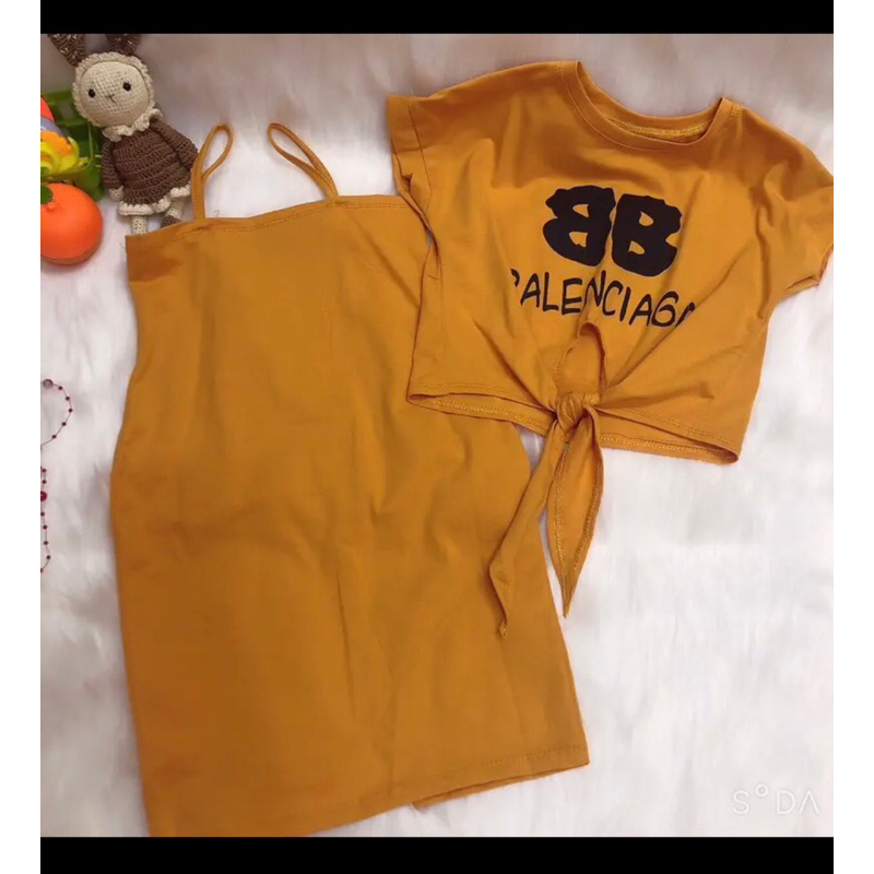 Đầm váy bé gái , set 2 đầm body 2 dây  Áo ngắn tay cánh rơi Siêu cute