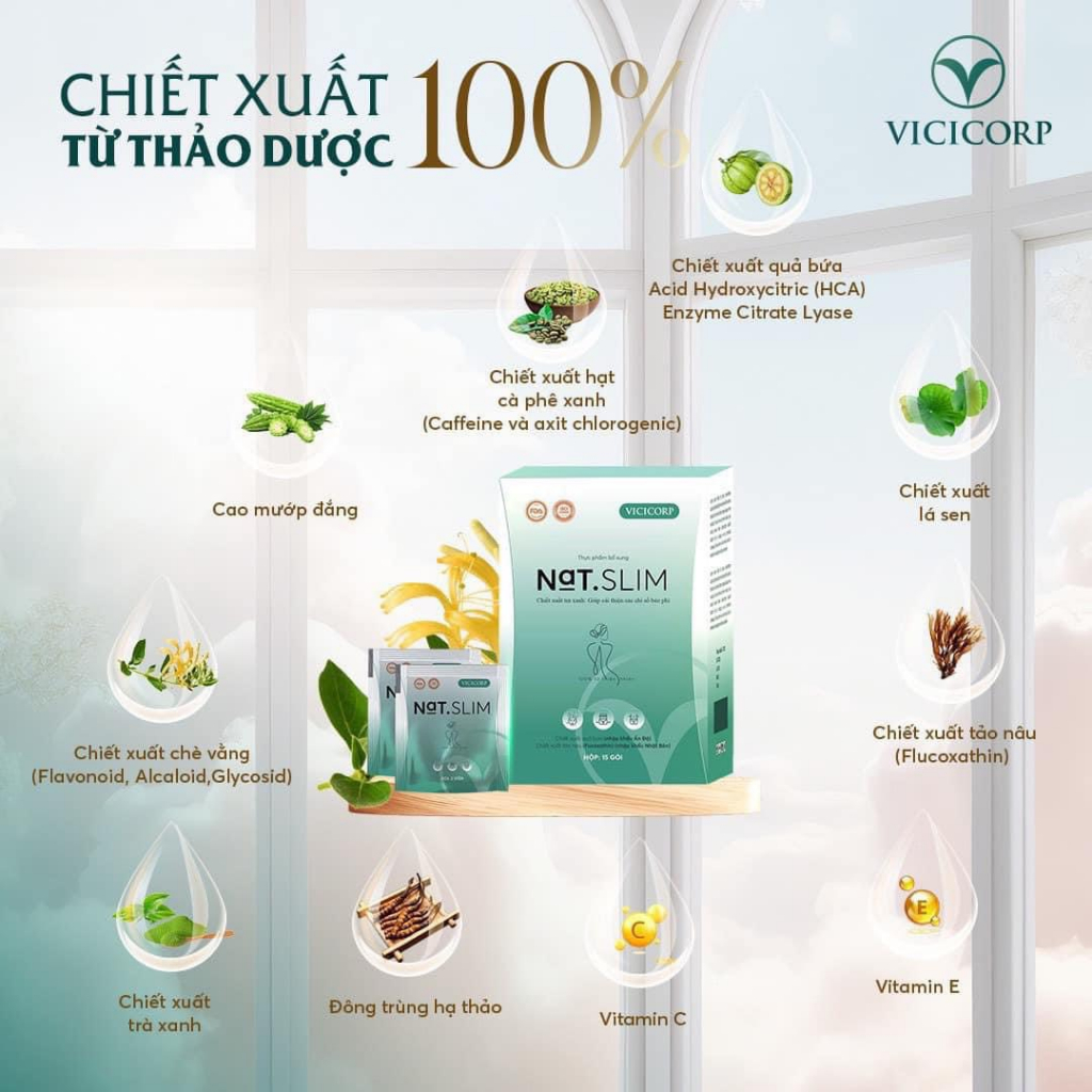 Viên Uống Giảm Cân NAT SLIM Chính Hãng Vicicorp Thảo Dược Giảm Béo Tư