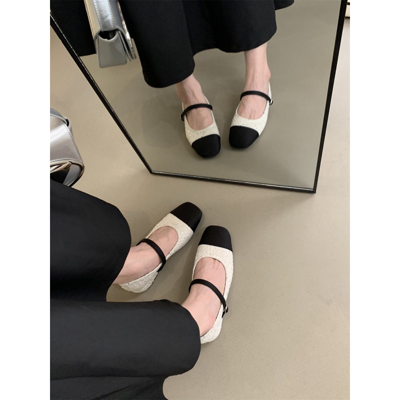 Giày búp bê mary Jane quai ngang gót thấp mùa thu 2023