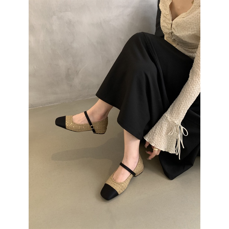 Giày búp bê mary Jane quai ngang gót thấp mùa thu 2023