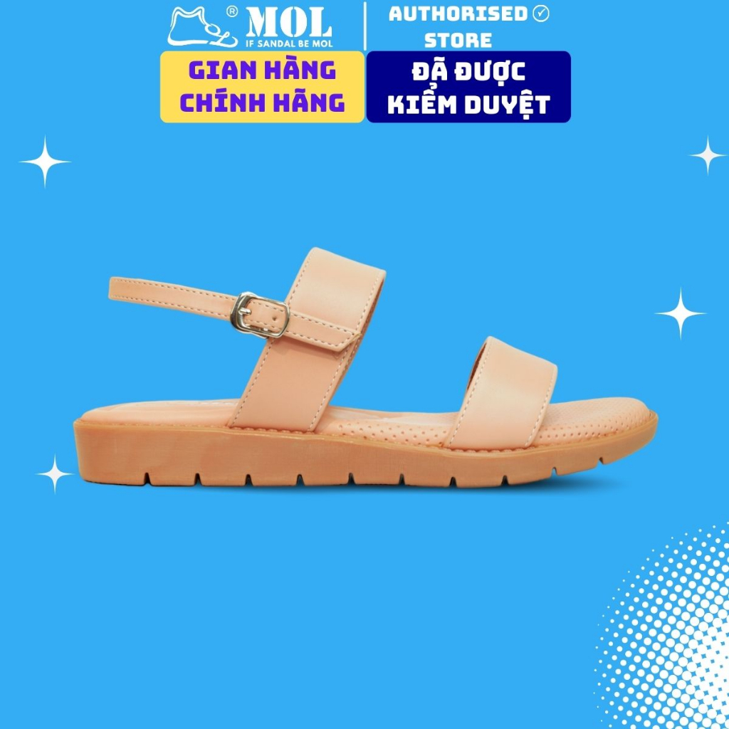 Sandal nữ chính hãng hiệu MOL 2 quai ngang MQ23Be màu kem