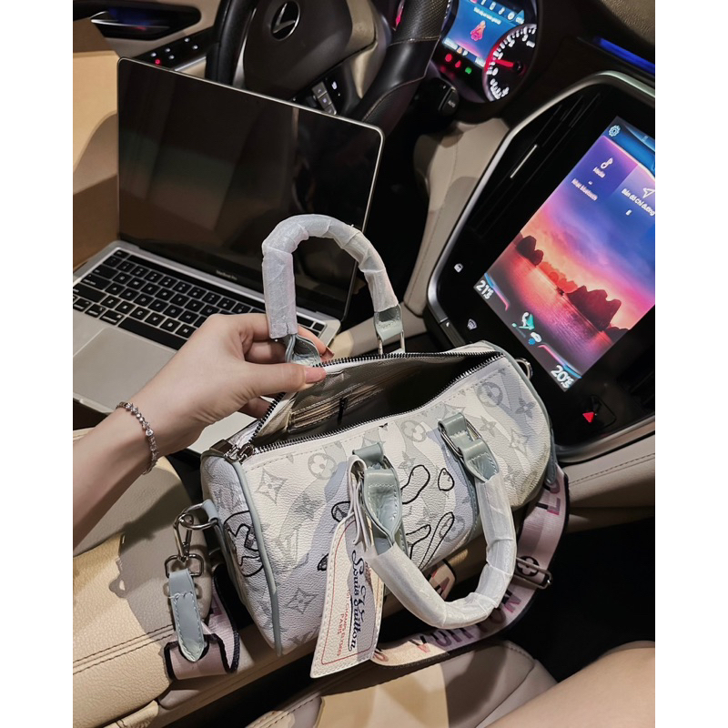 Túi đeo chéo trống tròn #lv sang chảnh dây bảng 24cm
