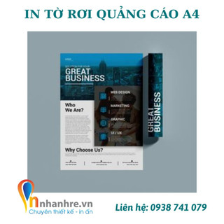 500 tờ brochure a4 | cấn 2 đường | giấy c150gsm | không cán màng