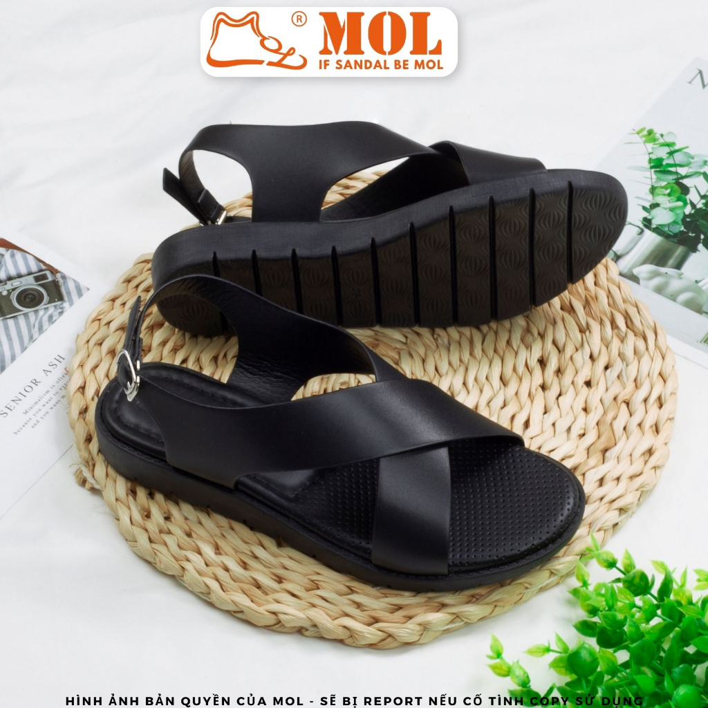Sandal nữ chính hãng hiệu MOL quai chéo MQ66B màu đen