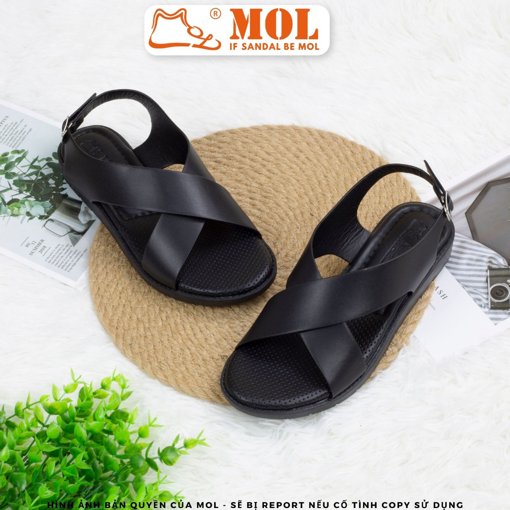 Sandal nữ chính hãng hiệu MOL quai chéo MQ66B màu đen