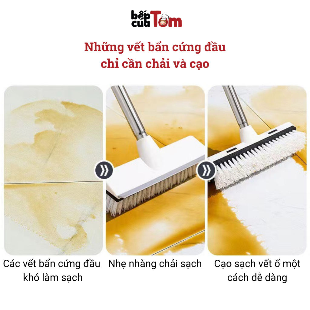 Cây chà sàn nhà tắm 2 trong 1 cán dài tiện lợi, chổi chà sàn tích hợp chà sàn và gạt nước