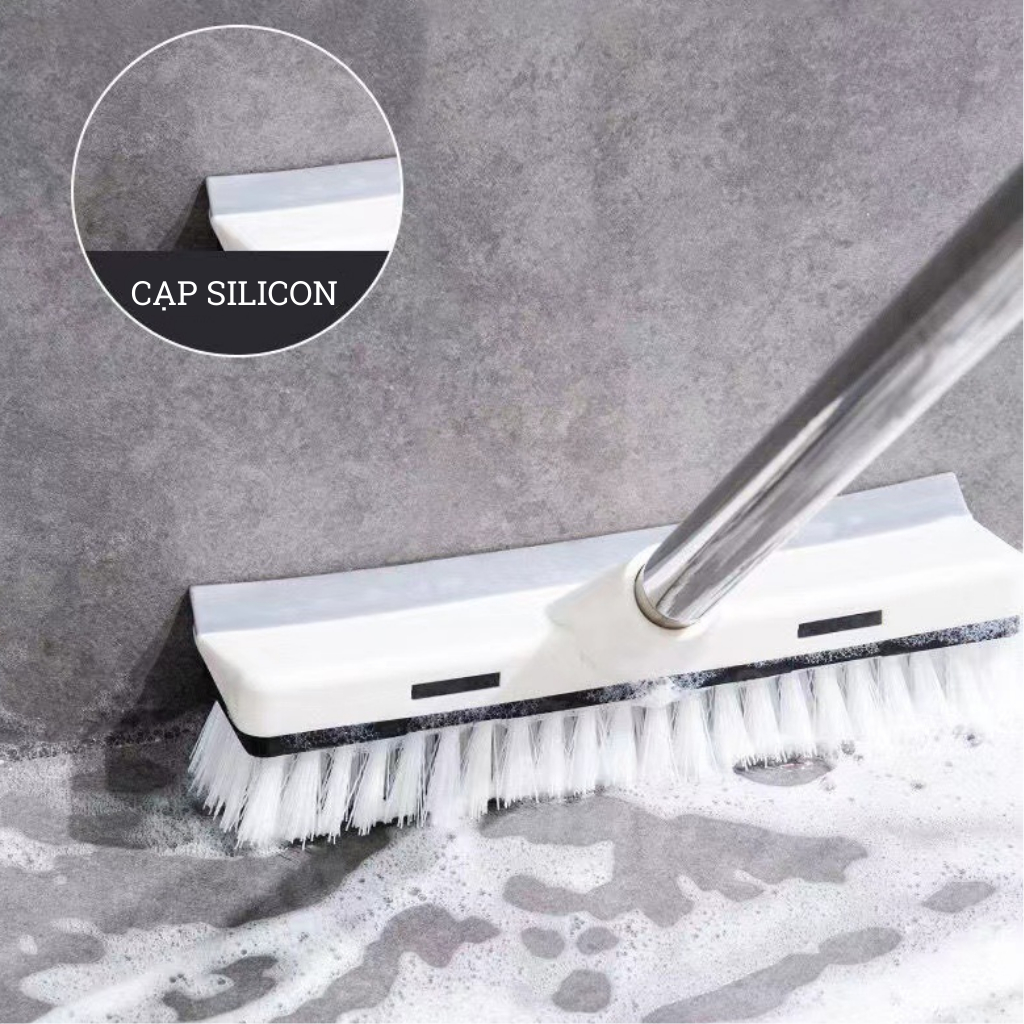 Cây chà sàn nhà tắm 2 trong 1 cán dài tiện lợi, chổi chà sàn tích hợp chà sàn và gạt nước