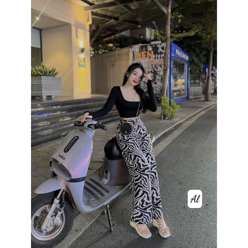 Set đồ nữ quần suông hoạ tiết mix áo body siêu hách dáng