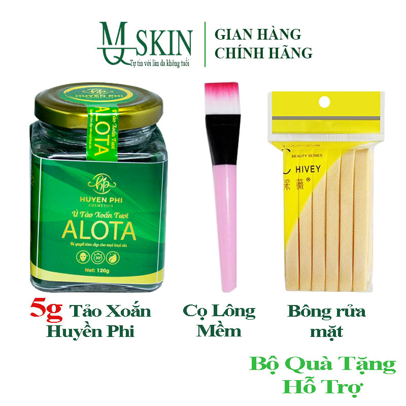 Combo Cọ Lông Mềm, Bông rửa măt và 5G Tảo Xoắn Huyền Phi Giúp Hỗ Trợ Thay Da Tái Tạo MQ SKIN