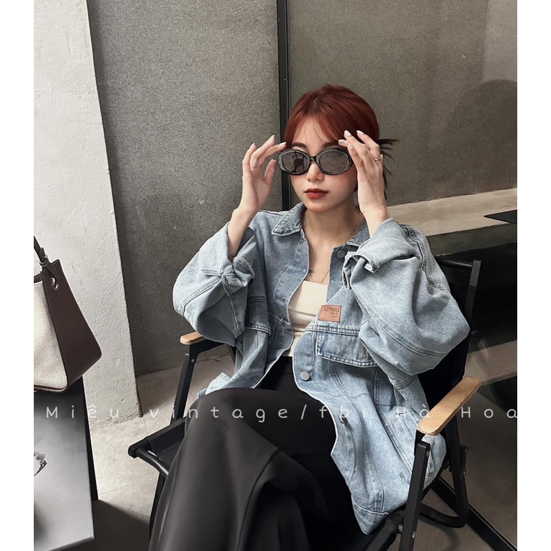Áo khoác Jeans Bò mác vàng Over size Form rộng chất dày dặn Cá tính