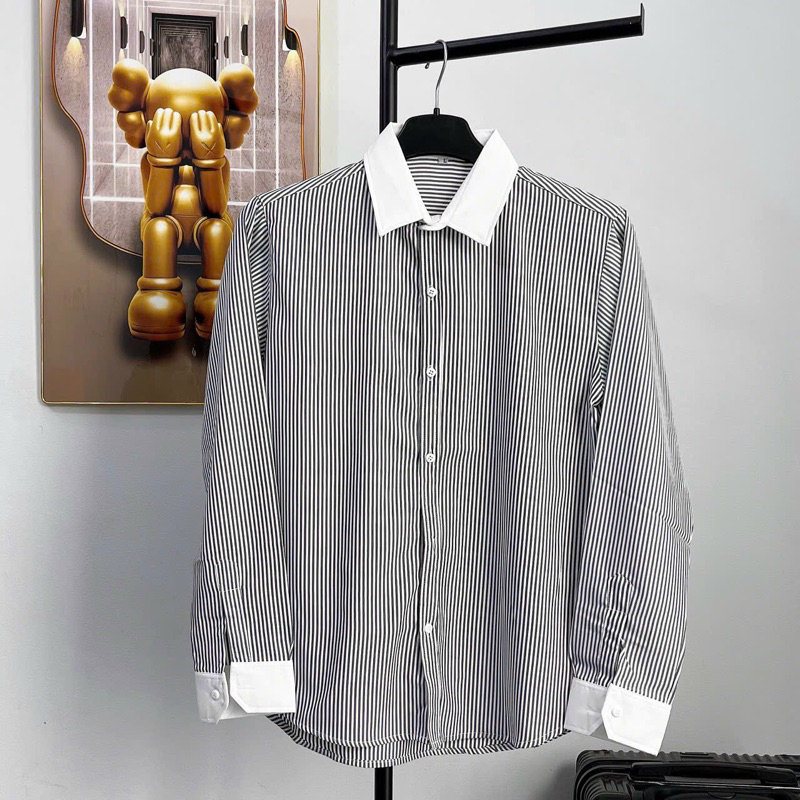 Áo sơ mi nam tay dài KATE LỤA KẺ SỌC DỌC SMTD