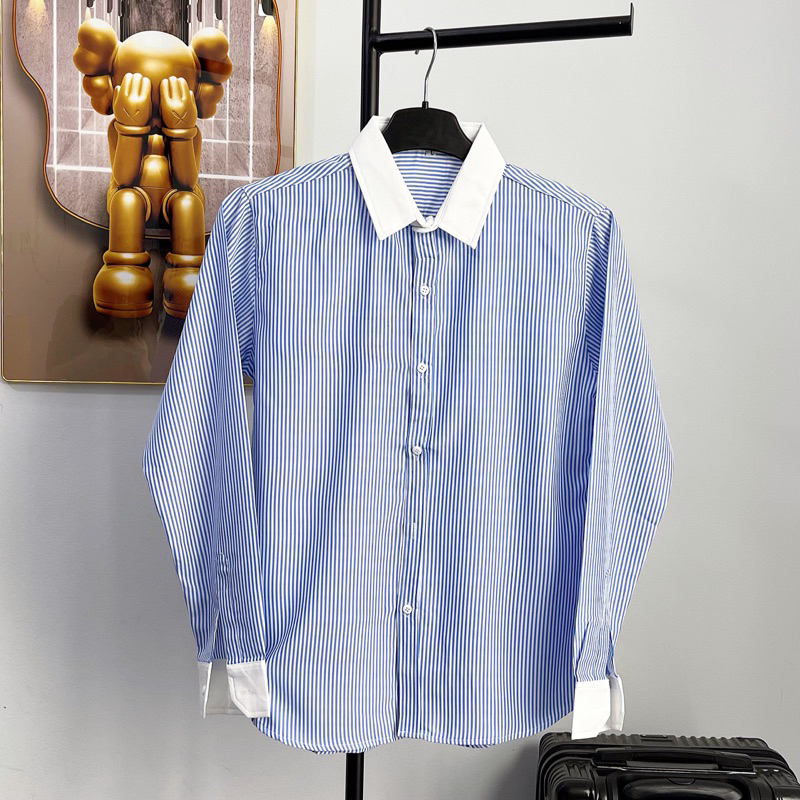 Áo sơ mi nam tay dài KATE LỤA KẺ SỌC DỌC SMTD