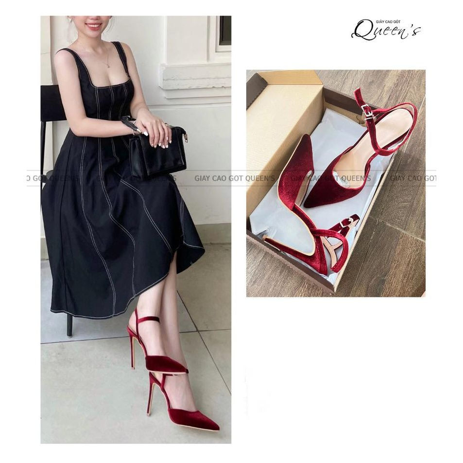 Giày Singback đỏ nhung, chất nhung cao cấp,màu đỏ đô