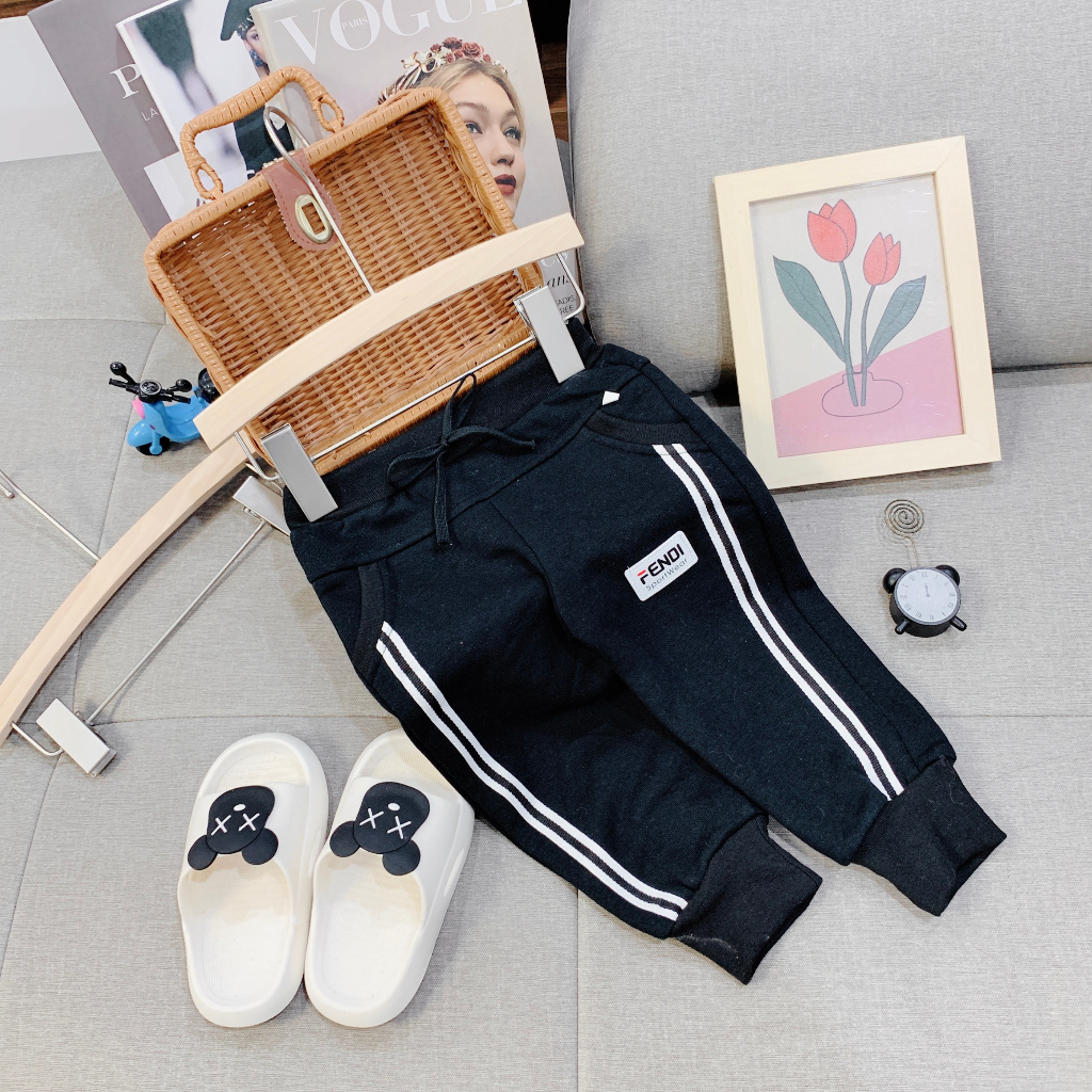 Quần nỉ cotton cho bé trai, quần nỉ bông thể thao mùa thu đông cho bé từ 8-19kg