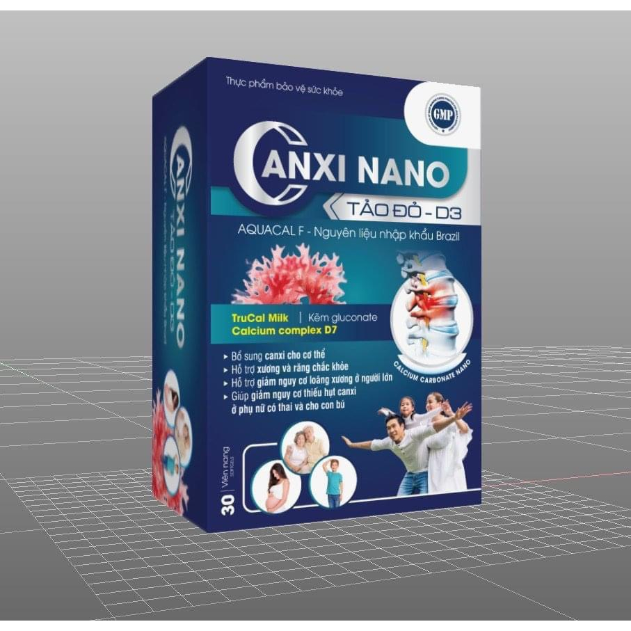Canxi Nano Tảo Đỏ – D3 Bổ sung canxi cho cơ thể, hỗ trợ xương và răng chắc khỏe ,giảm nguy cơ loãng xương ở người lớn,