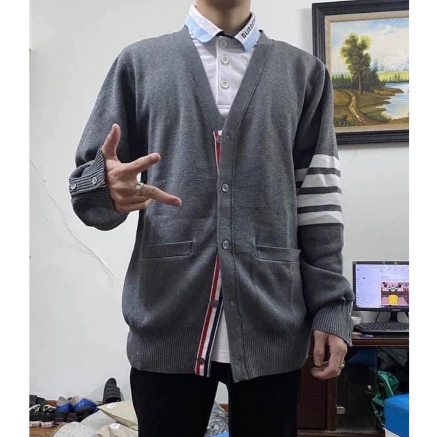 Áo Khoác, Áo Cadigan Thomer 4 Vạch Cánh Tay Chất Len Tăm Giá Rẻ
