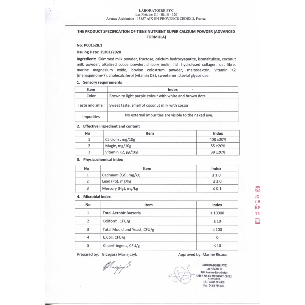 Sản phẩm bột hữu cơ canxi nhập khẩu chấu Âu Nutrient Super Calcium Powder (Advanced Formula) 1 hộp 250g