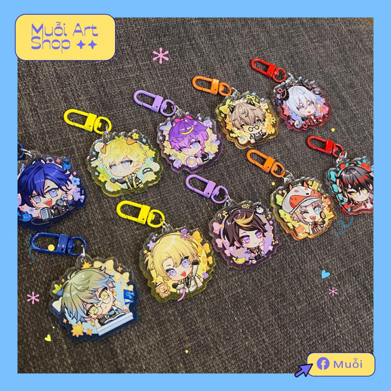 Móc khóa hai mặt - 10 mẫu nhân vật Vtuber Luxiem - Noctyx