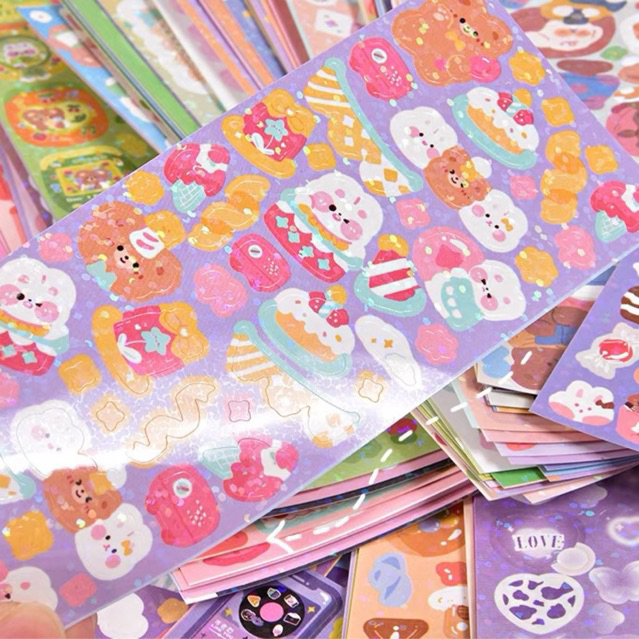 Combo 100 tấm sticker dán trang trí toploader, móc khoá handmade, sticker dán trang trí hộp bút, nhãn vở
