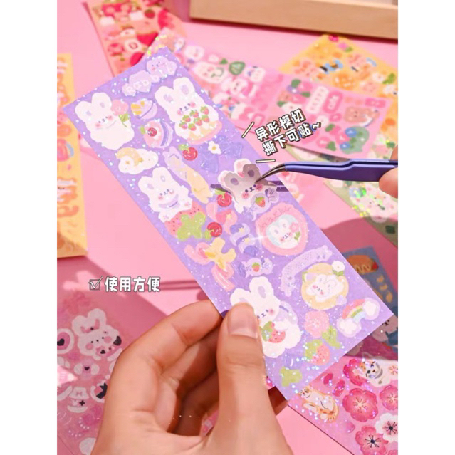 Combo 100 tấm sticker dán trang trí toploader, móc khoá handmade, sticker dán trang trí hộp bút, nhãn vở