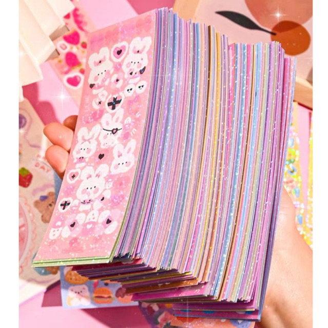 Combo 100 tấm sticker dán trang trí toploader, móc khoá handmade, sticker dán trang trí hộp bút, nhãn vở